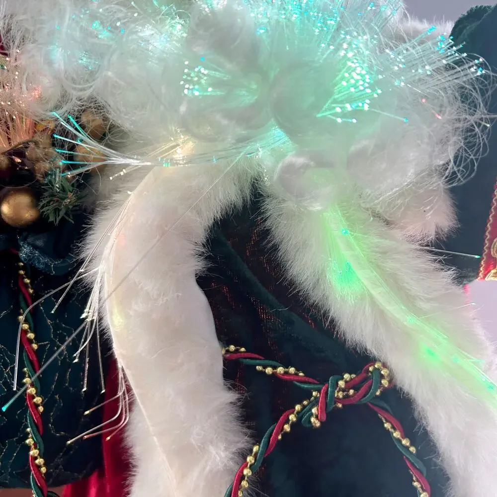 VNTG Santa Claus / Father Christmas Porcelain Fiber Optic Christmas Tree Topper